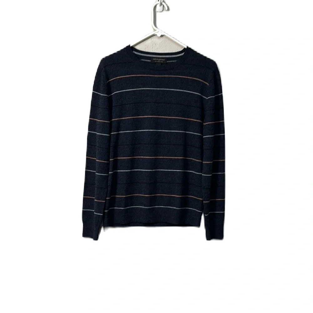 Banana Republic Factory Blue and Orange Crewneck Sweater Wool Merino Size S